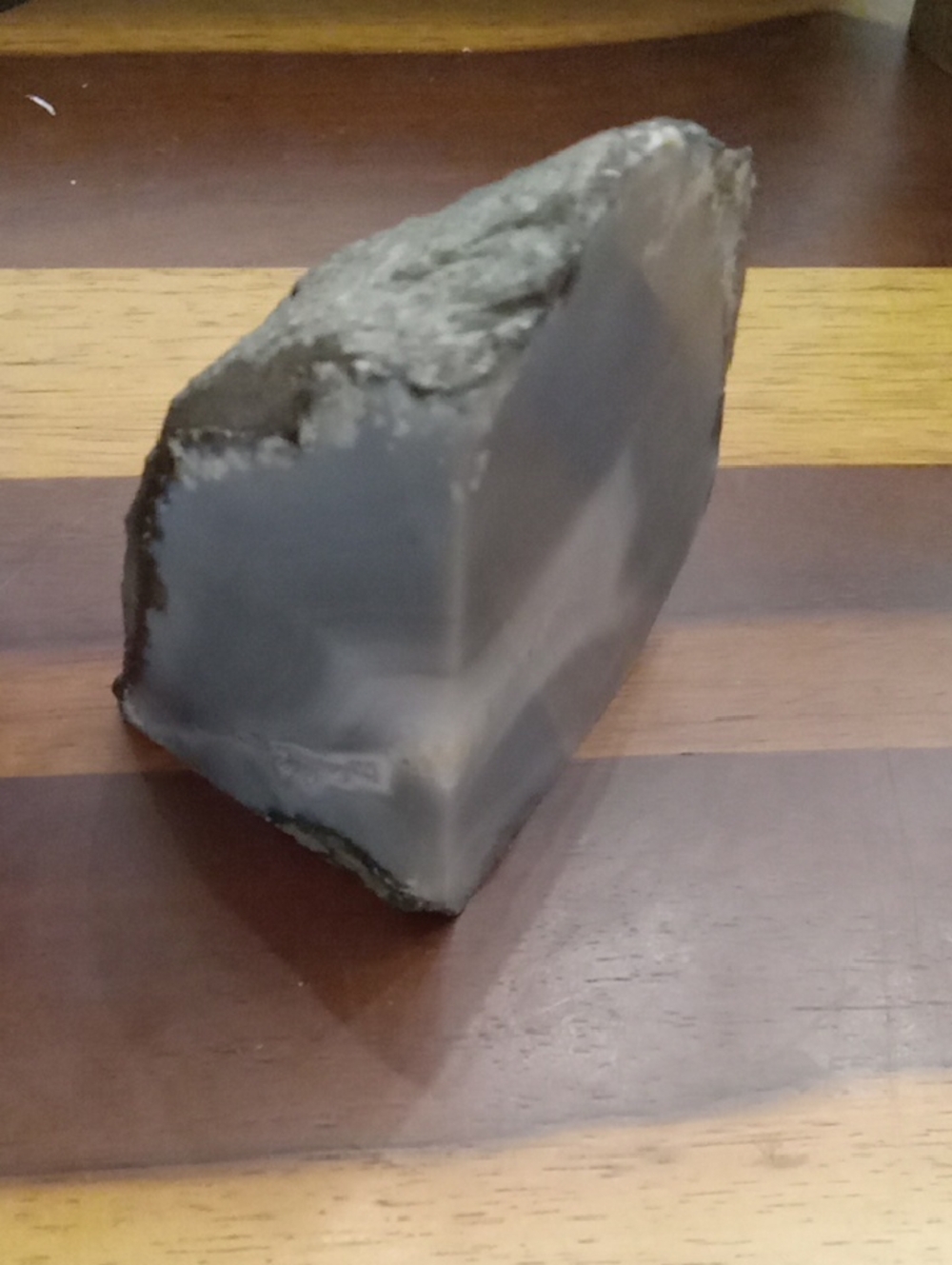 Polished Gray Agate Slice with Rough Edge